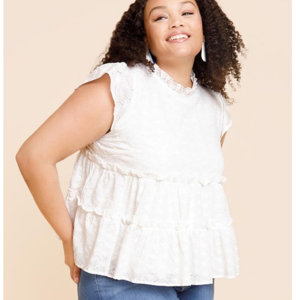 Francesca’s Plus size Katy Eyelet Babydoll Top | NWT